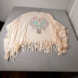 Lauren Moshi Monroe Fringe Cape Wild One Eagle Graphic All Seeing Eye One Size‎